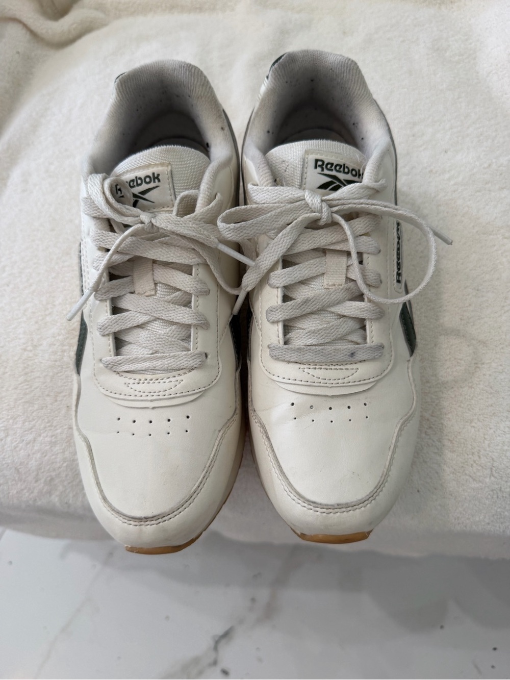 Reebok White Sneakers with Green Accents